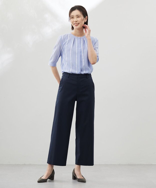 J.PRESS LADIES 【セットアップ対応・洗える・撥水】コットンFITTY ストレート パンツ ネイビー系