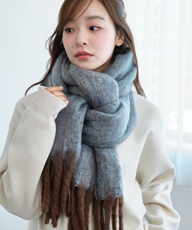 WEGO 【マフラー/ユニセックス着用】ワイドフリンジストール 柄3