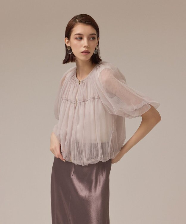 GRACE CONTINENTAL チュールシアーブルゾン ベージュ