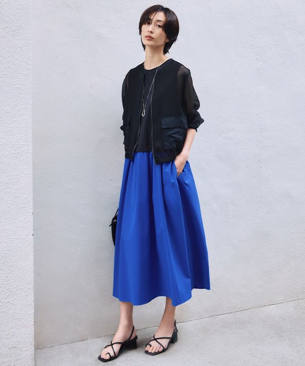 ICB L 【洗える】Ta/Peメッシュ ブルゾン ブラック系