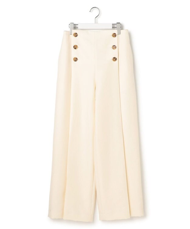 23区 【GOLD LABEL】ウールダブルクロス フロントボタン ワイドパンツ オフホワイト