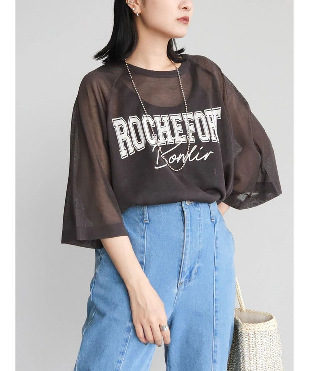 Green Parks シアーロゴニットプルオーバー Charcoal Gray