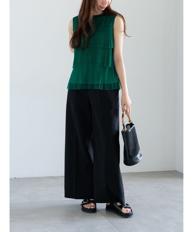 Te chichi ティアードチュールプリーツブラウス グリーン