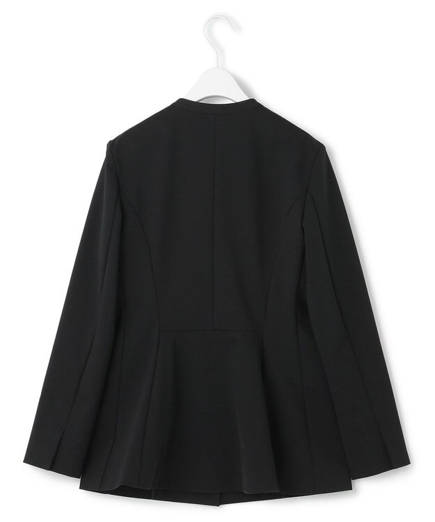 ICB 【洗える】コットンコンプレッシャー ノーカラージャケット ブラック系