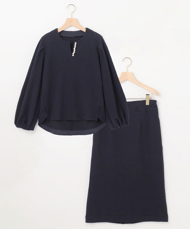 組曲 L 【WEB限定】ニュアンスジャガード セットアップ ネイビー系
