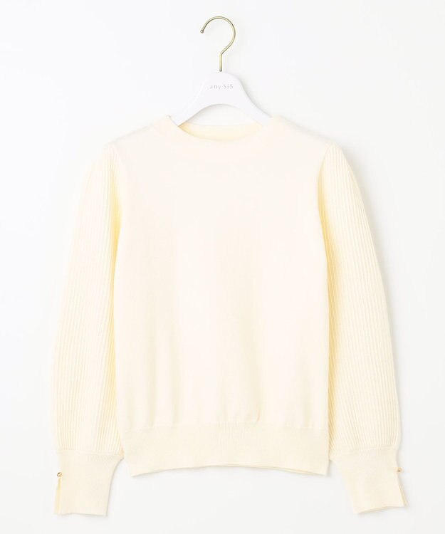 ANY SIS 【CICA加工・選べる9色展開】スリットポイントボトルネック ニット 白