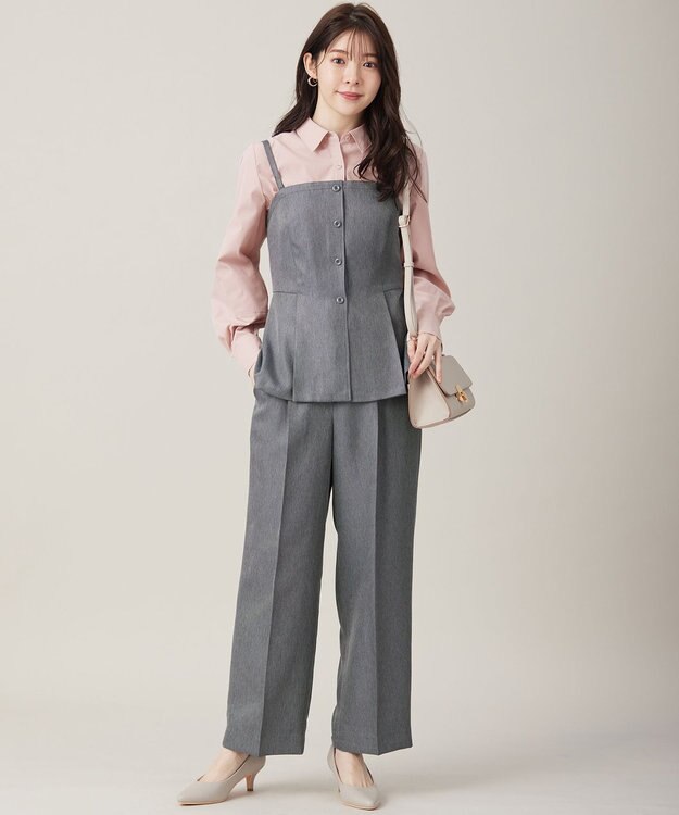 ANY SIS L 【洗える】ビスチェ & ワイドパンツ セット グレー