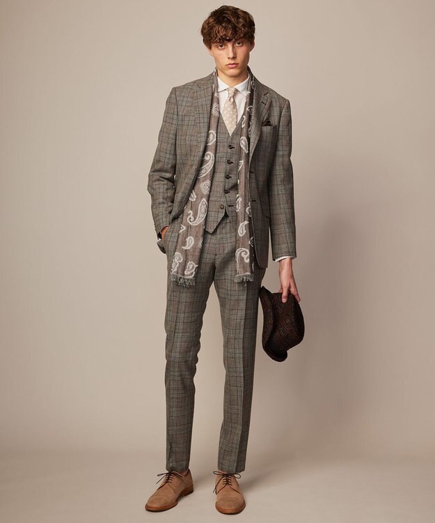 JOSEPH ABBOUD 【ナチュラルな風合い】ラフィアメランジハット ダークブラウン系