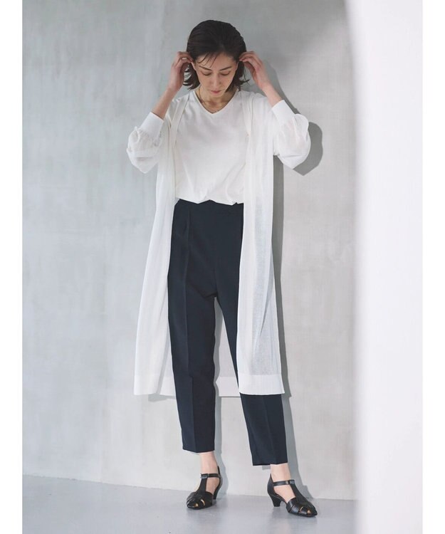 Green Parks 接触冷感ロング丈カーデ White