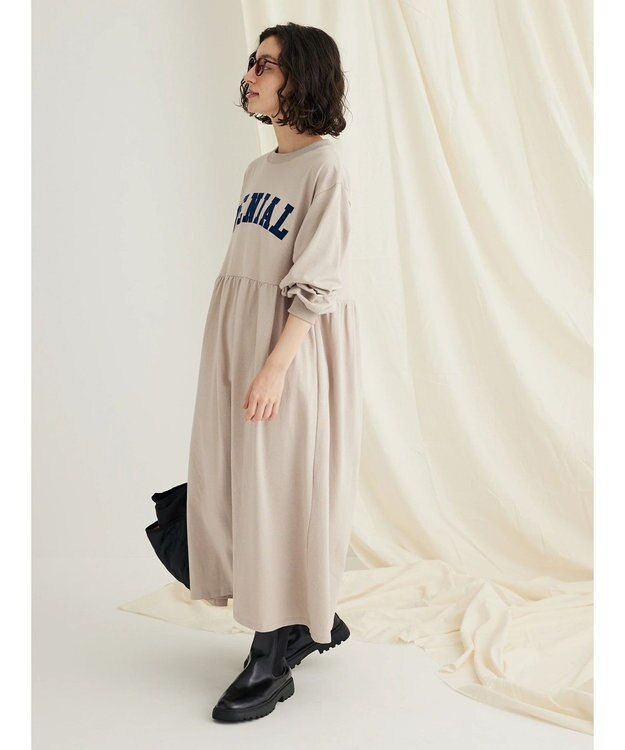 CRAFT STANDARD BOUTIQUE ウ゛ィンテージ風天竺　フロッキークラックＰＴ　ＯＰ　 Gray Beige