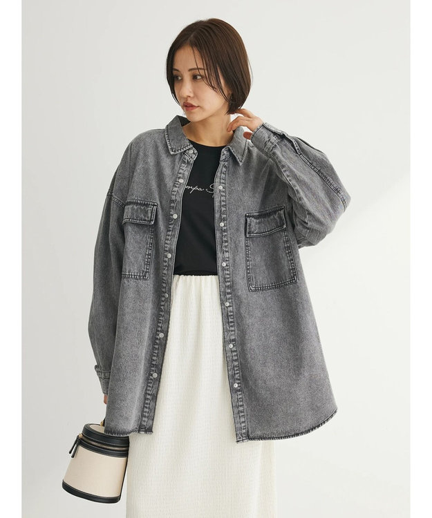 Green Parks ・ＥＬＥＮＣＡＲＥ　ＤＵＥ　デニムロングスリーブシャツ Gray Mixture