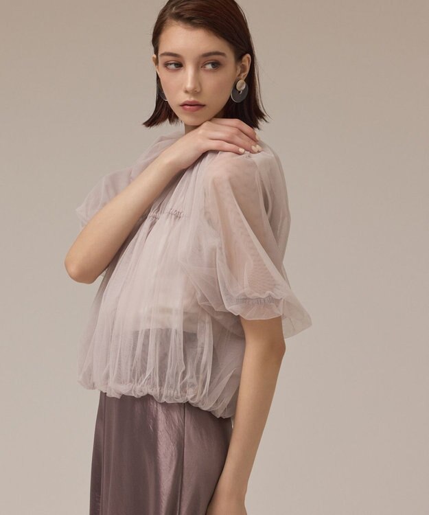 GRACE CONTINENTAL チュールシアーブルゾン ベージュ