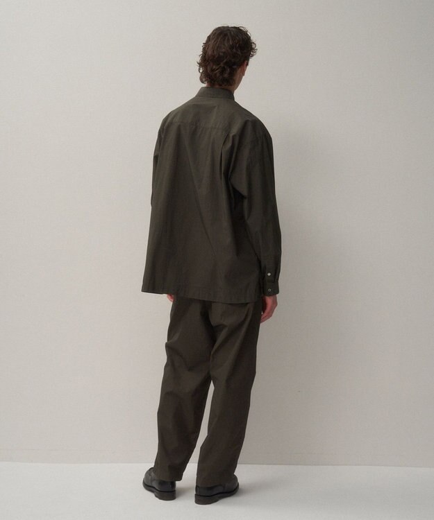 ATON SHRINK COTTON LAWN | ワイドシャツ - UNISEX DARK BROWN