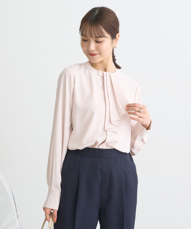 earth music&ecology 2WAYボウタイブラウス ピンクベージュ