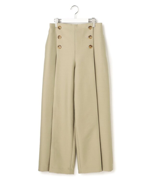 23区 【GOLD LABEL】ウールダブルクロス フロントボタン ワイドパンツ モスグリーン