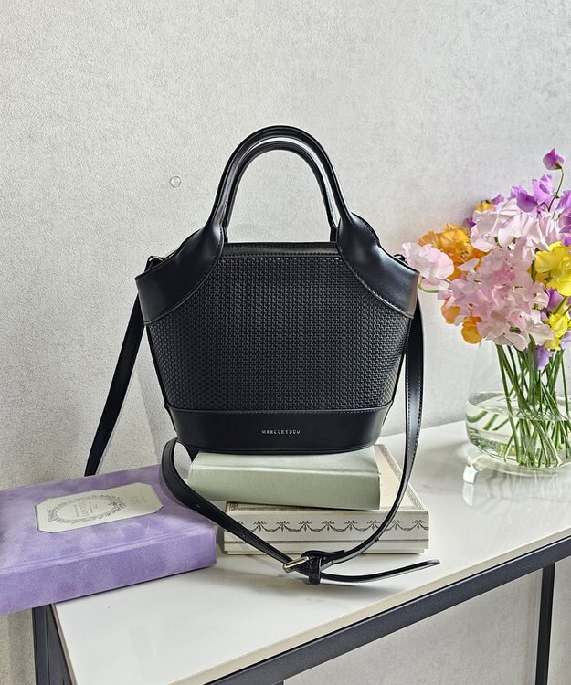 style code 【MERCURYDUO/マーキュリーデュオ】ミックスマテリアル　ハンドバッグ ブラック