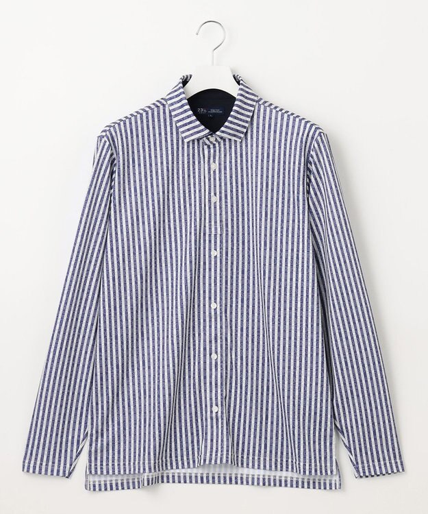 23区GOLF 【MEN】【吸水速乾/UVカット】ストライプロゴ 長袖シャツ ダルブルー系2