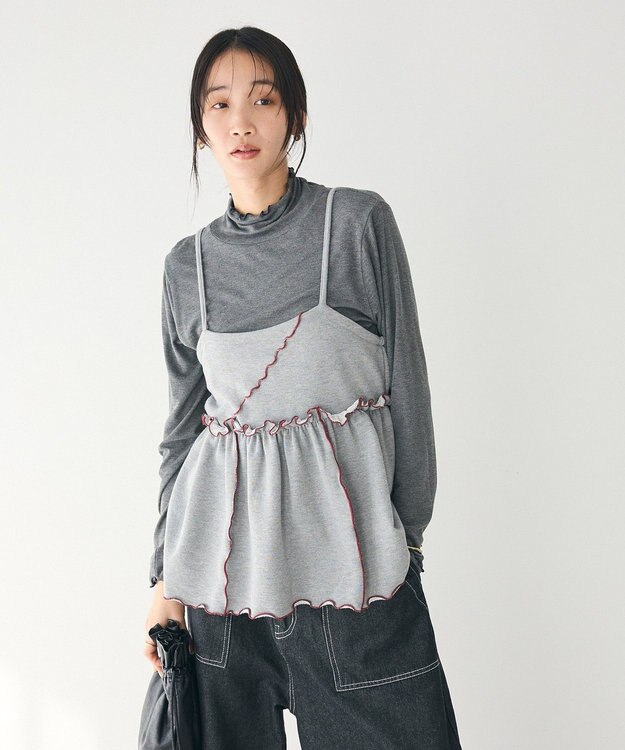 CRAFT STANDARD BOUTIQUE 配色メローキャミトップス Gray Mixture