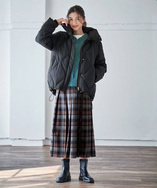 ANY L 【洗濯機可/撥水】ダイヤステッチキルトダウン ブラック