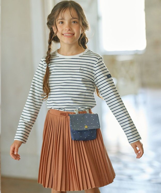 組曲 KIDS 【110-140㎝】長袖ボーダー Tシャツ ネイビー×オフホワイト