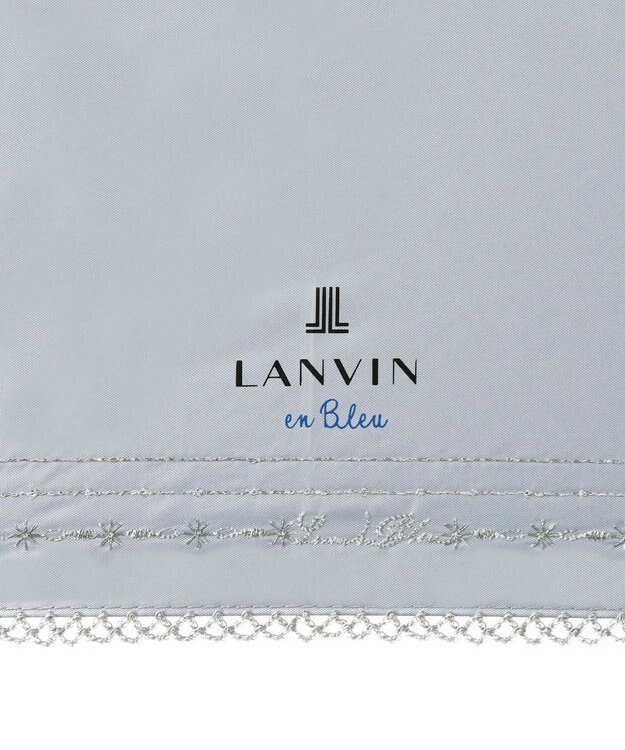 MOONBAT 【遮光率100％/遮熱/UV】LANVIN en Bleu (ランバン オン ブルー)晴雨兼用日傘 ピコレース シルバーラメ刺繍 長傘 ライトグレー