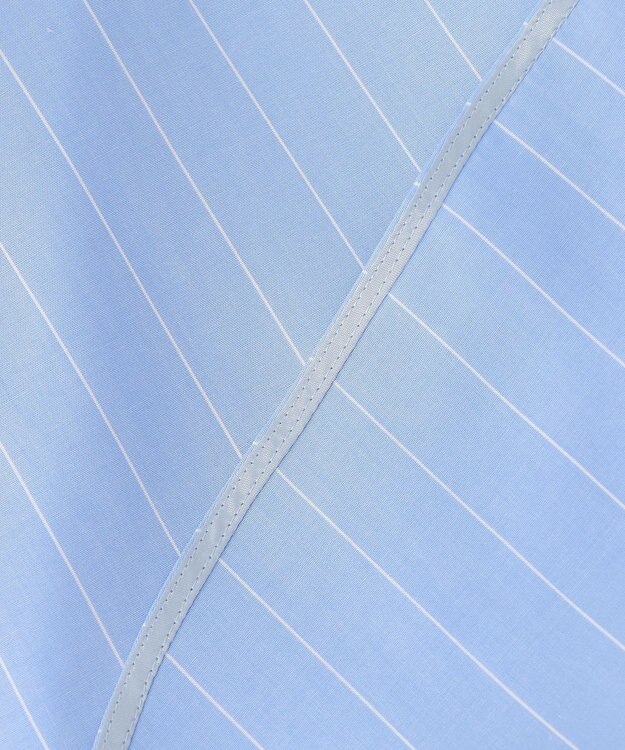 自由区 【洗える】SOMELOSテンセルバンドカラー シャツ サックス×オフ