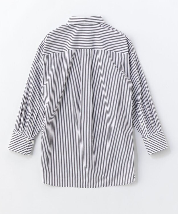 UNFILO 【抗菌防臭】イージーケア オーバー シャツ ブラウンストライプ