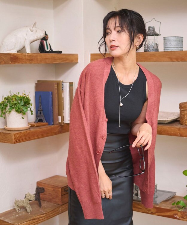 WEGO 【WEB限定/2025年秋冬新作//洗濯可/MLサイズ展開/ユニセックス着用ITEM】ドロップショルダーカーディガン レッドその他