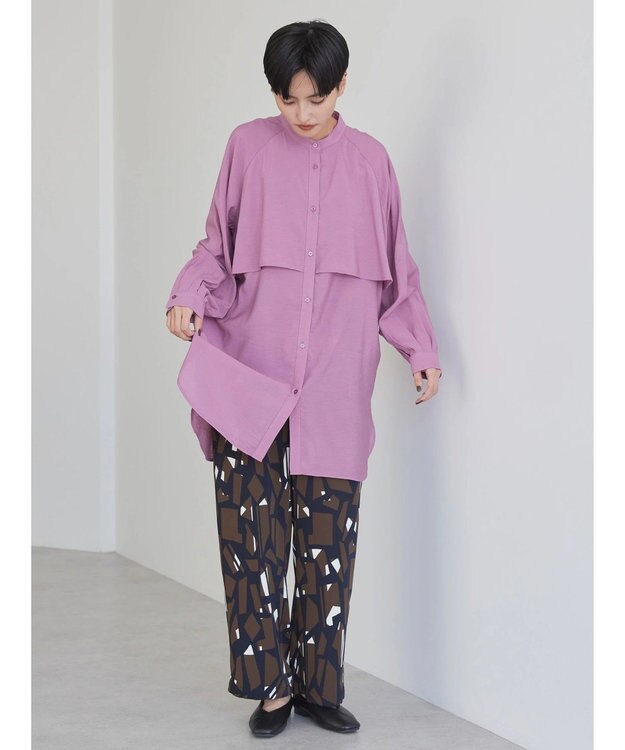 AMERICAN HOLIC バンドカラーフリルシャツチュニック Pink