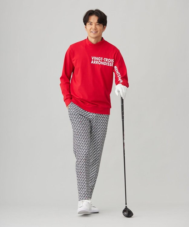 23区GOLF 【MEN】【吸水速乾/UVカット】スポーティ モックネックシャツ レッド系