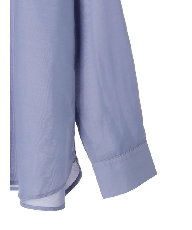 earth music&ecology シアーギャザーネックブラウス Deep Blue