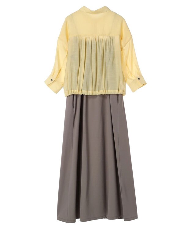 YECCA VECCA 【2点SET】シアーシャツ×Aラインキャミワンピース Yellow