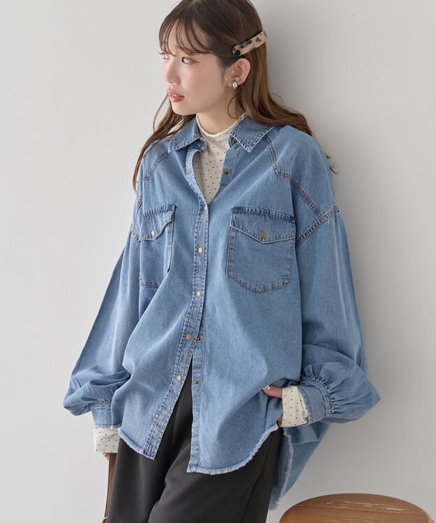 earth music&ecology 【予約】ウエスタンデニムシャツ ライトインディゴ