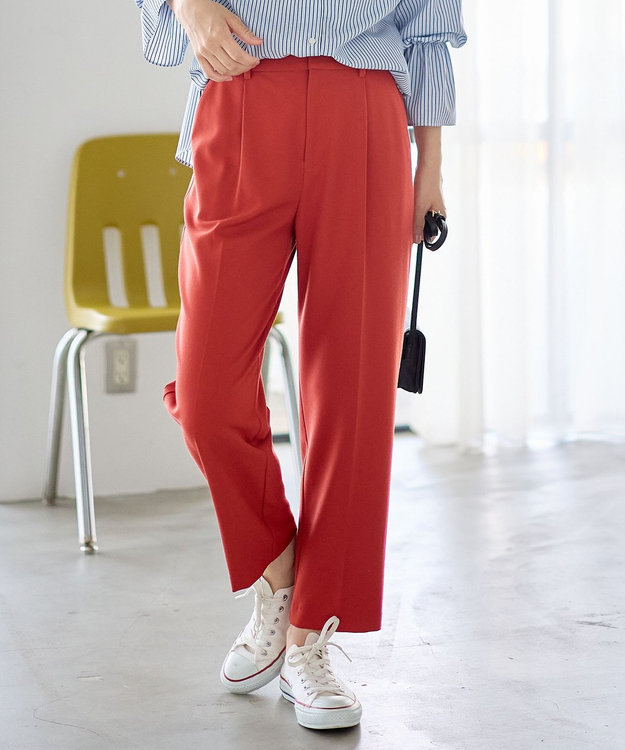 ANY L 【裏起毛/ウエストゴム】ウォームテーパードパンツ オレンジ