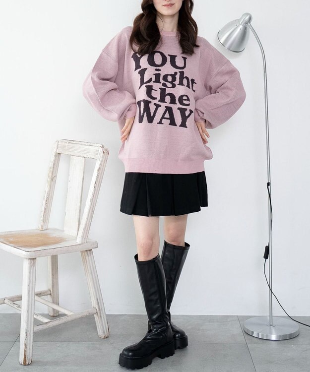 WEGO 【洗える】グラフィックニットBIGプルオーバー 柄2