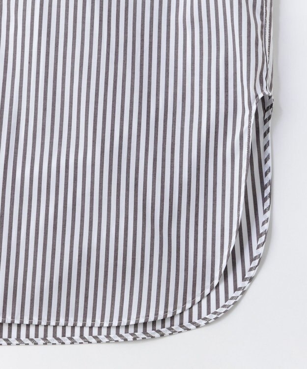 UNFILO 【抗菌防臭】イージーケア オーバー シャツ ブラウンストライプ