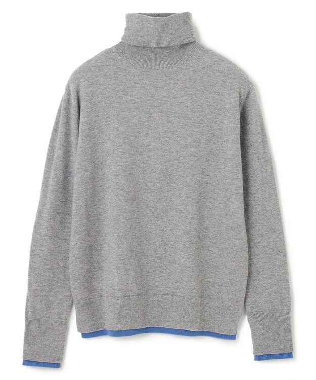 BEIGE， 【洗える】POMPE / ウールカシミヤタートルネックニット  L Gray×Sax