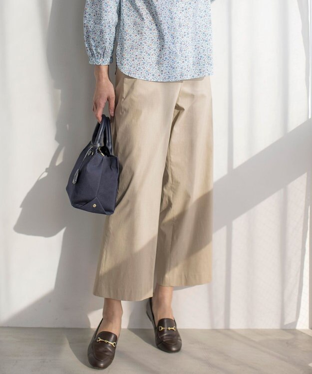 J.PRESS LADIES 【洗える・セットアップ対応】セルロースリネンストレッチ セミワイド パンツ ベージュ系