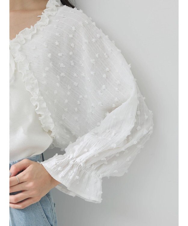 earth music&ecology ふくれジャガードボレロ Ivory