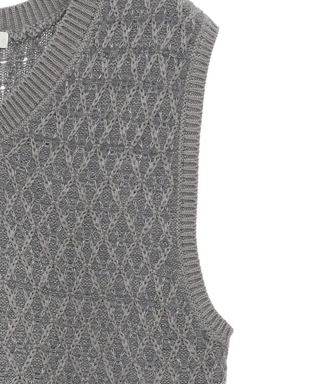 earth music&ecology ラメジャガードニットベスト Gray