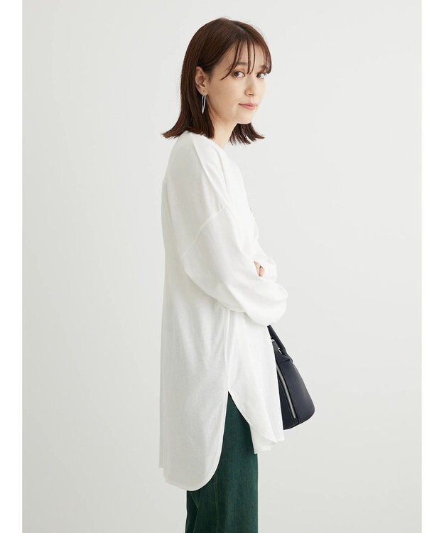 Green Parks ワンポイントカレッジロゴ裾ラウンドチュニック Off White