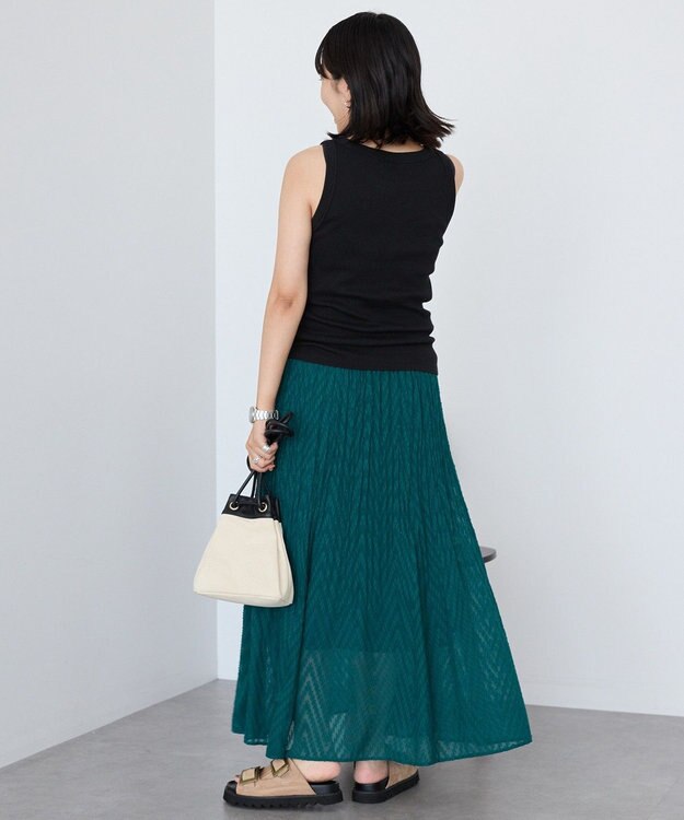 AMERICAN HOLIC カットジャガードプリーツスカート Dark Green