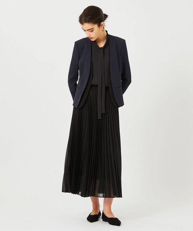 BEIGE， 【L-size】CINDY / ダブルカラージャケット Navy×Black