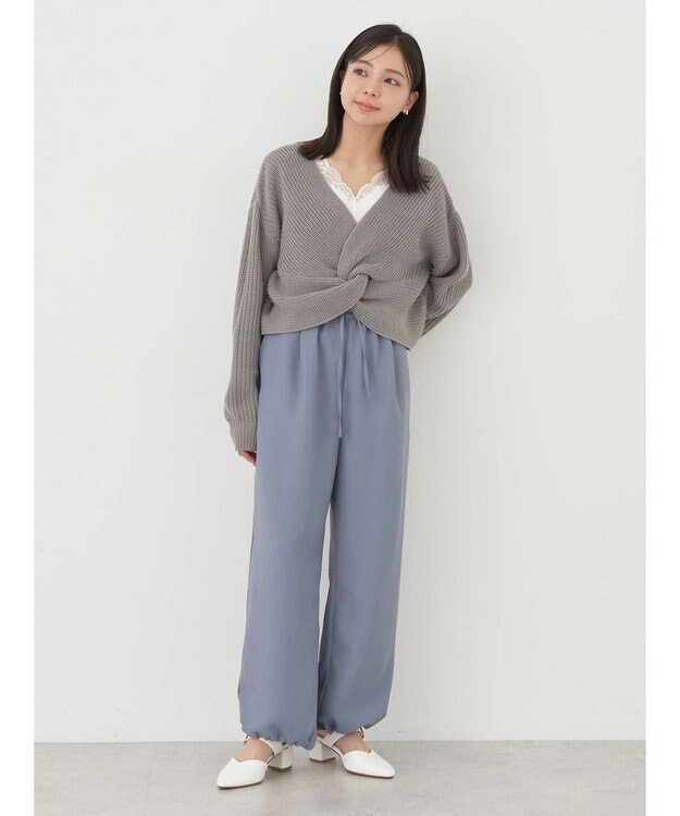 earth music&ecology 裾ドロストパラシュートパンツ Grayish Blue