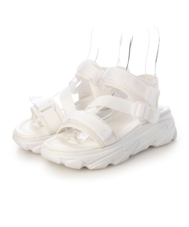 MODE ET JACOMO <noyau>トリプルベルクロ厚底スポーツサンダル ホワイト