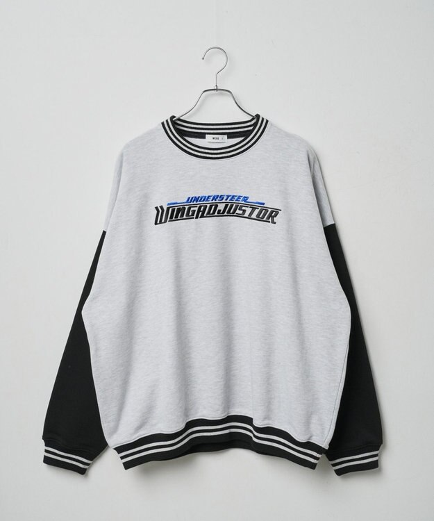 WEGO ヘビーウエイト刺繍バイカラープルオーバー グレー