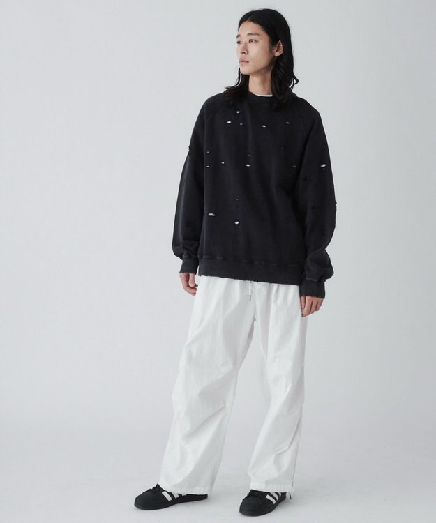 WEGO ダメージプルオーバースウェット ブラック