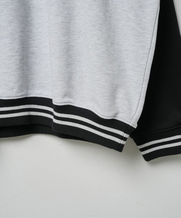 WEGO ヘビーウエイト刺繍バイカラープルオーバー グレー