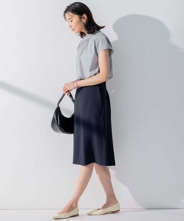 23区 L 【セットアップ対応/洗える】合繊 セットアップ スカート ネイビー系