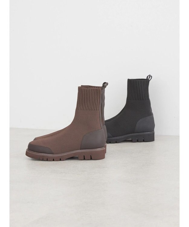 AMERICAN HOLIC ニットショートブーツ Brown
